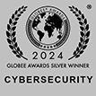 Silver emblem: Globe with 2024, laurel leaves, Globee Awards Silver Winner Cybersecurity.